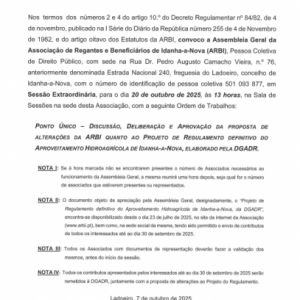 Assembleia Geral Extraordinária - Convocatória